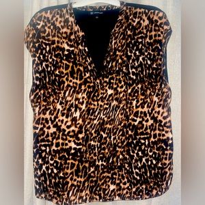 Macys INC Leopard Print Flowy Top L